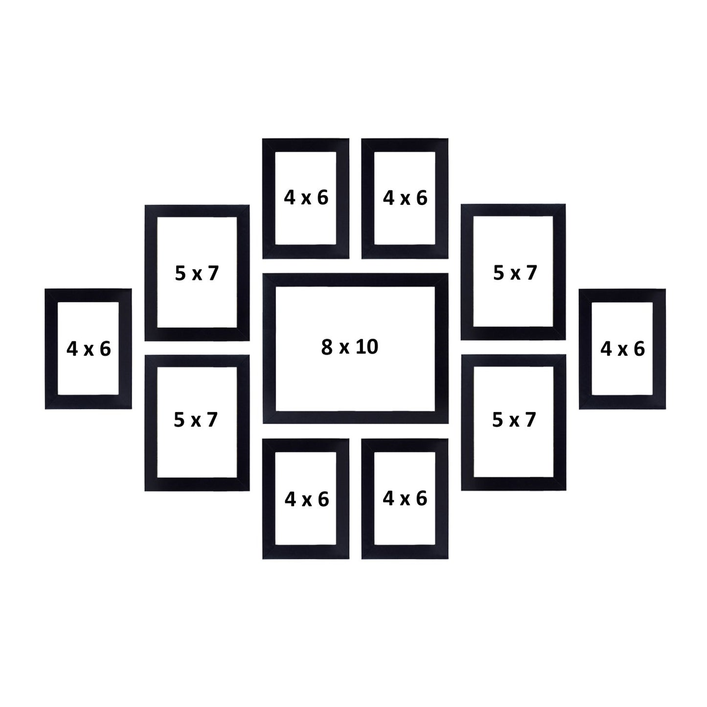 FRAME RANG Set of 11 Black Photo Frames (1 – 8x10 Inch, 4 – 5x7 Inch, 6 – 4x6 Inch) | Wall Photo Frame Set for Gallery Wall & Home Décor