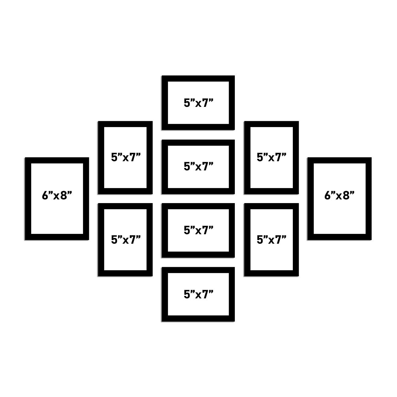 FRAME RANG Set of 10 Black Photo Frames (8 – 5x7 Inch, 2 – 6x8 Inch) | Wall Photo Frame Set for Gallery Wall & Home Décor