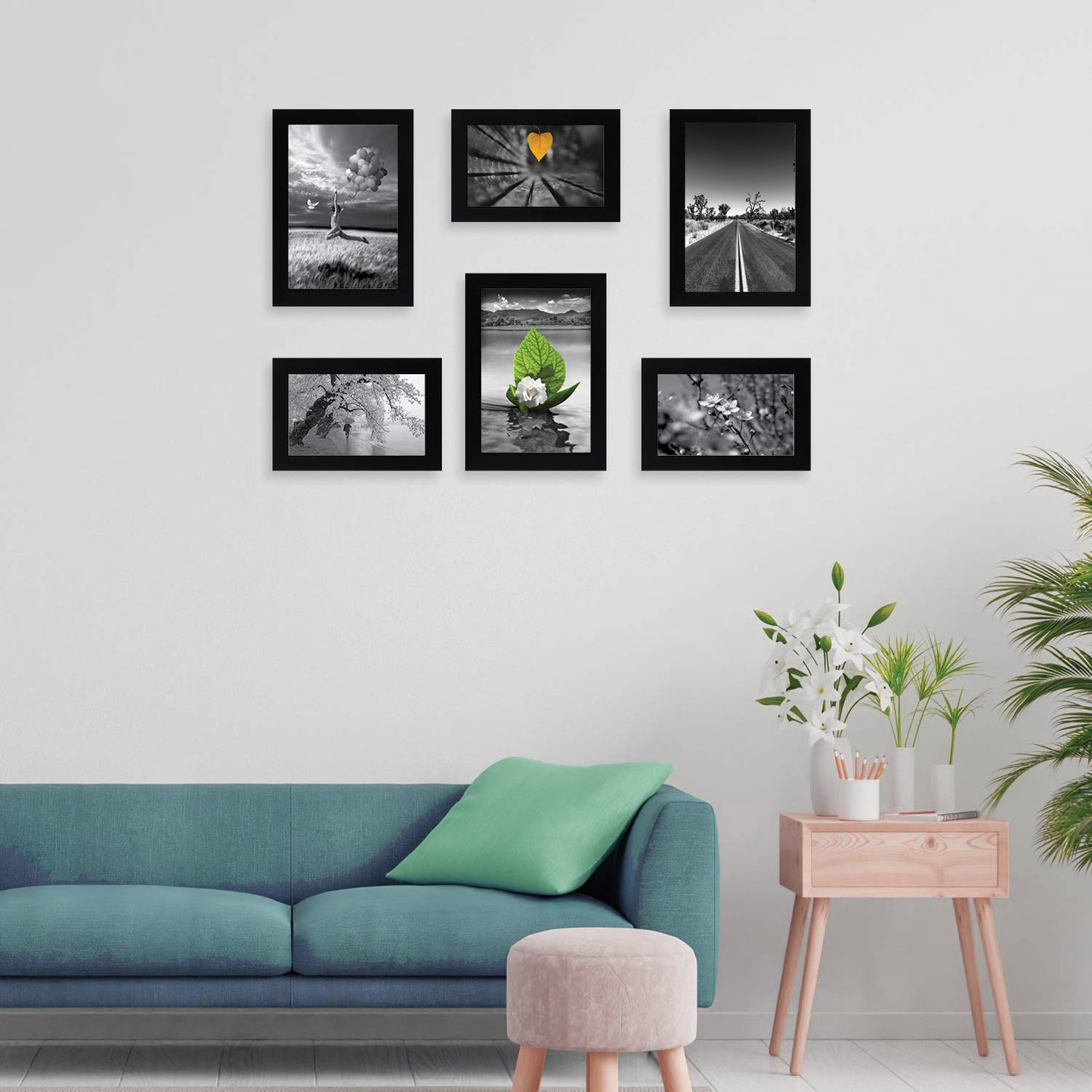 FRAME RANG Set of 6 Photo Frames (3 – 4x6 Inch, 3 – 5x7 Inch) | Wall-Mounted Picture Frame Set