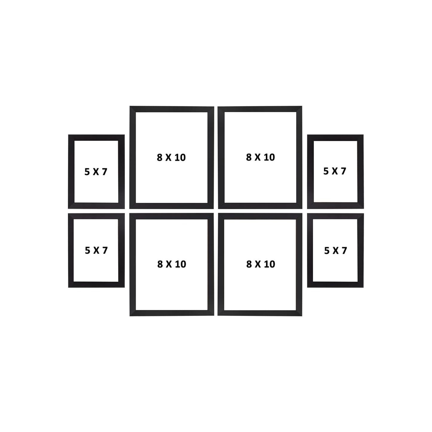 FRAME RANG Set of 8 Black Photo Frames (4 – 8x10 Inch, 4 – 5x7 Inch) | Wall Photo Frame Set for Home Décor & Gallery Wall
