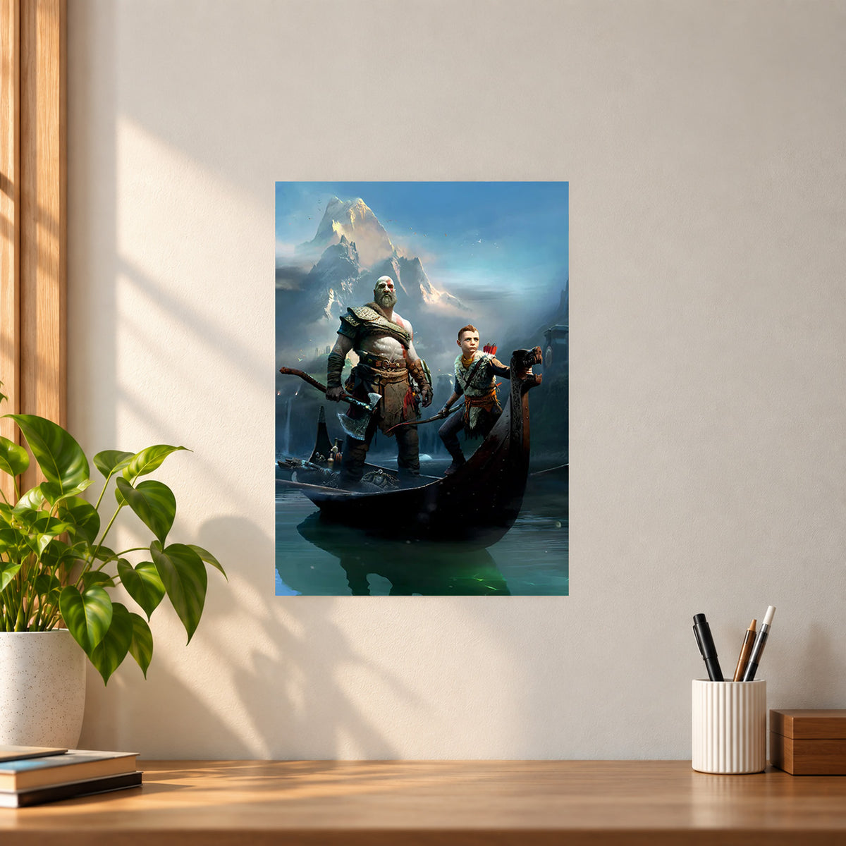 Games Kratos with Son Poster || God of War Gaming Wall Art