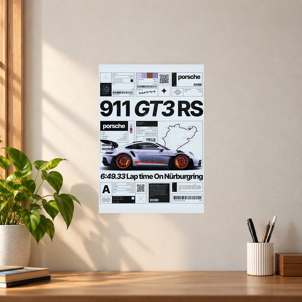 Car Porsche 911 GT3 RS Poster || Sports Car Wall Art