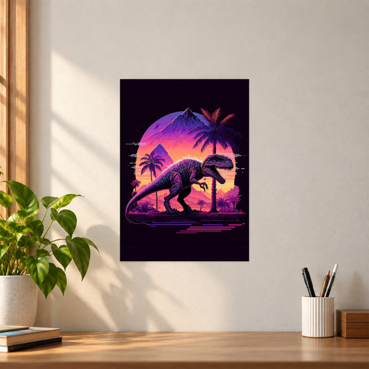 Artistic Retro Dinosaur Poster | Vintage Dinosaur Wall Art