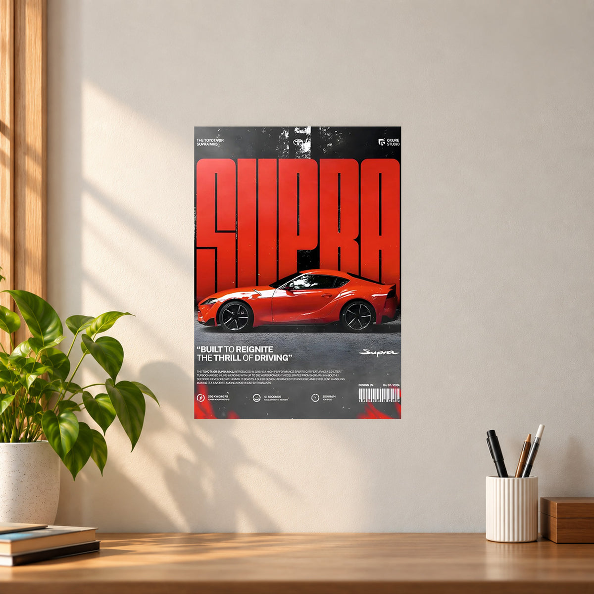Car Supra Poster || JDM Car Wall Art || Toyota Supra