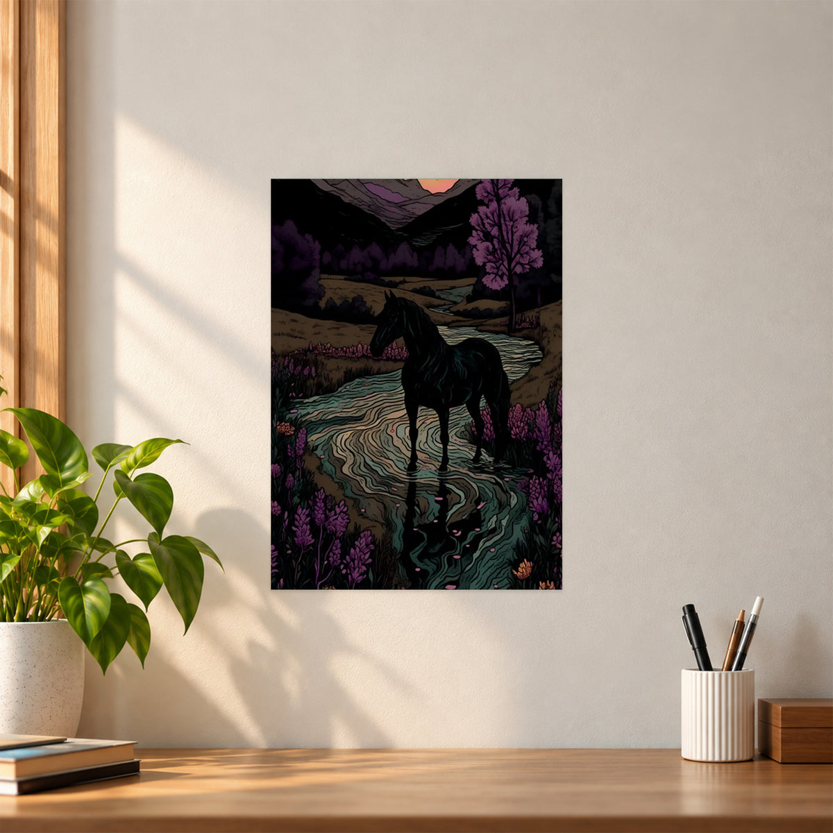 Artistic Black Horse Poster || Artistic Horse Wall Art