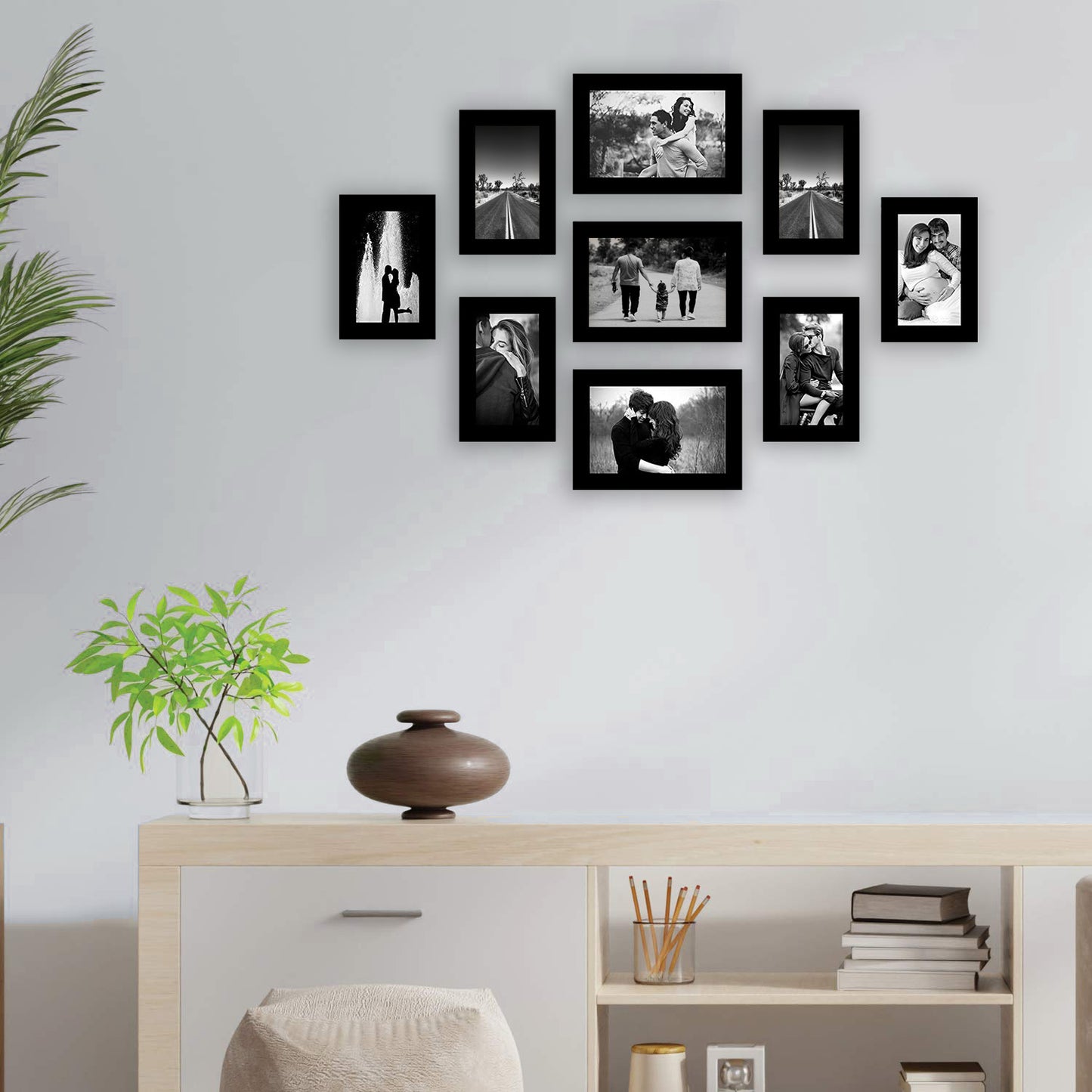 FRAME RANG Set of 9 Black Photo Frames (3 – 5x7 Inch, 6 – 4x6 Inch) | Wall Photo Frame Set for Gallery Wall & Home Décor