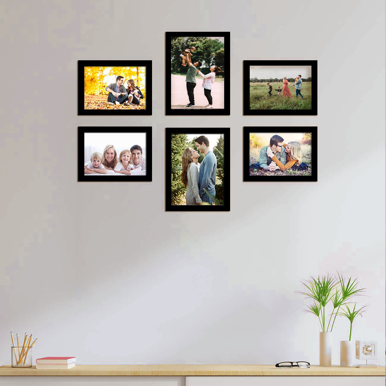 FRAME RANG Set of 6 Black Photo Frames (2 – 6x8 Inch, 4 – 5x7 Inch) | Wall Photo Frame Set for Gallery Wall & Home Décor