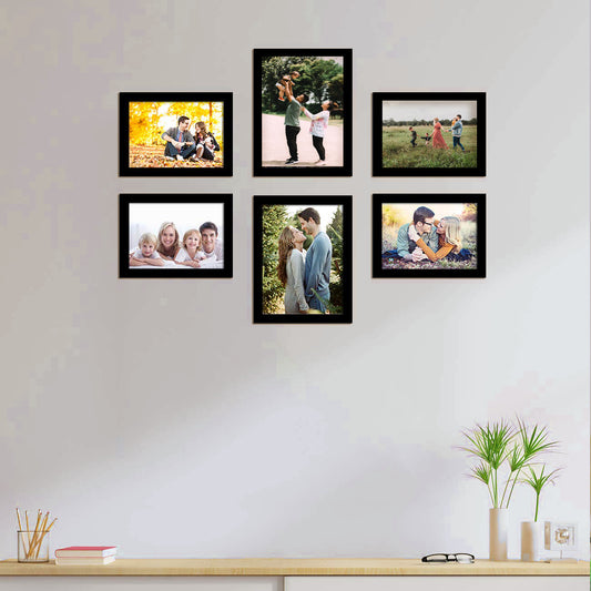 FRAME RANG Set of 6 Black Photo Frames (2 – 6x8 Inch, 4 – 5x7 Inch) | Wall Photo Frame Set for Gallery Wall & Home Décor