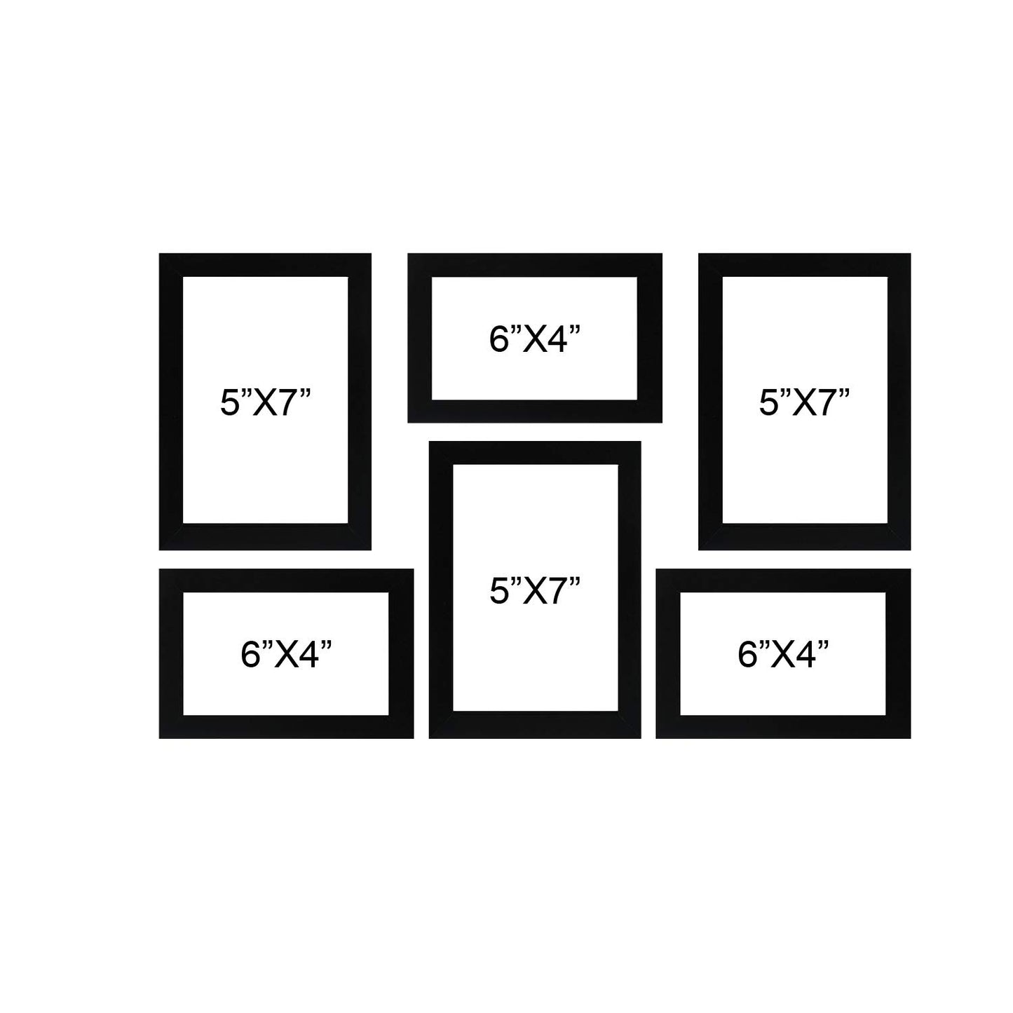 FRAME RANG Set of 6 Photo Frames (3 – 4x6 Inch, 3 – 5x7 Inch) | Wall-Mounted Picture Frame Set