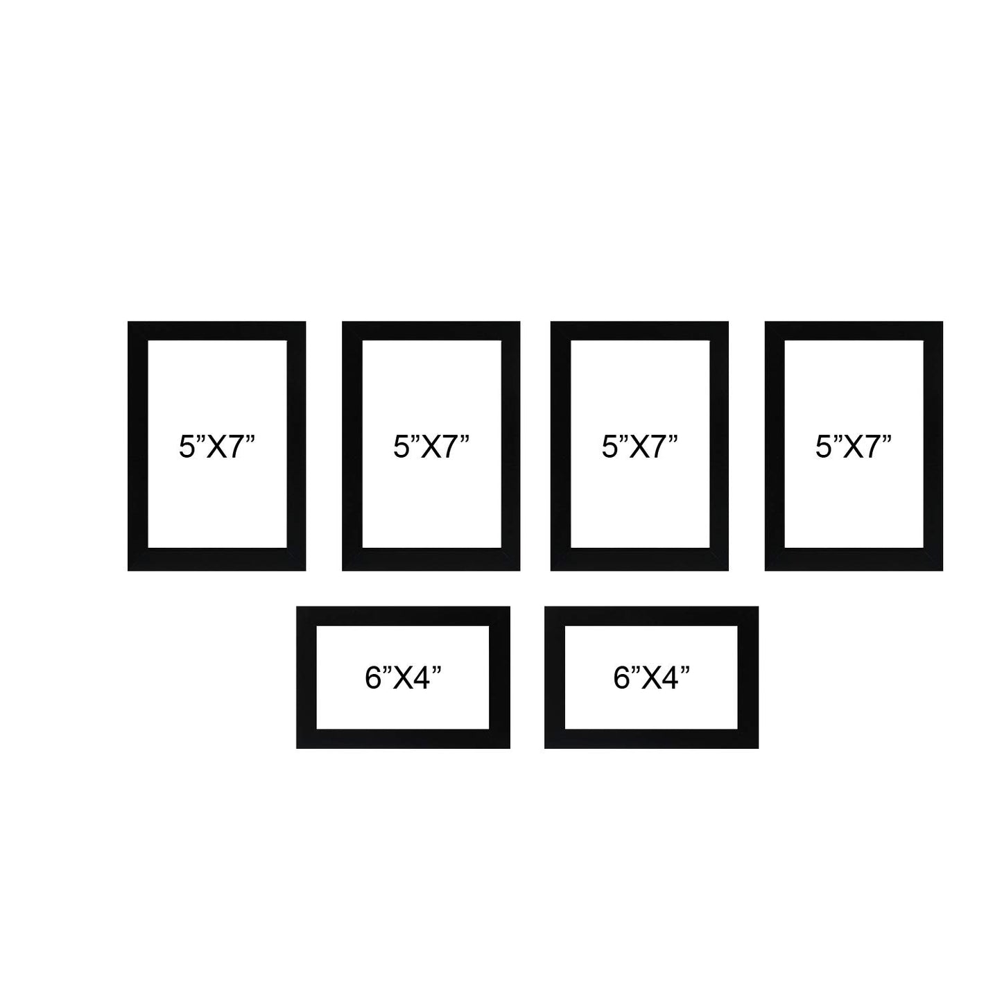 FRAME RANG Set of 6 Black Photo Frames (4 – 5x7 Inch, 2 – 4x6 Inch) | Wall Photo Frame Set for Gallery Wall & Home Décor
