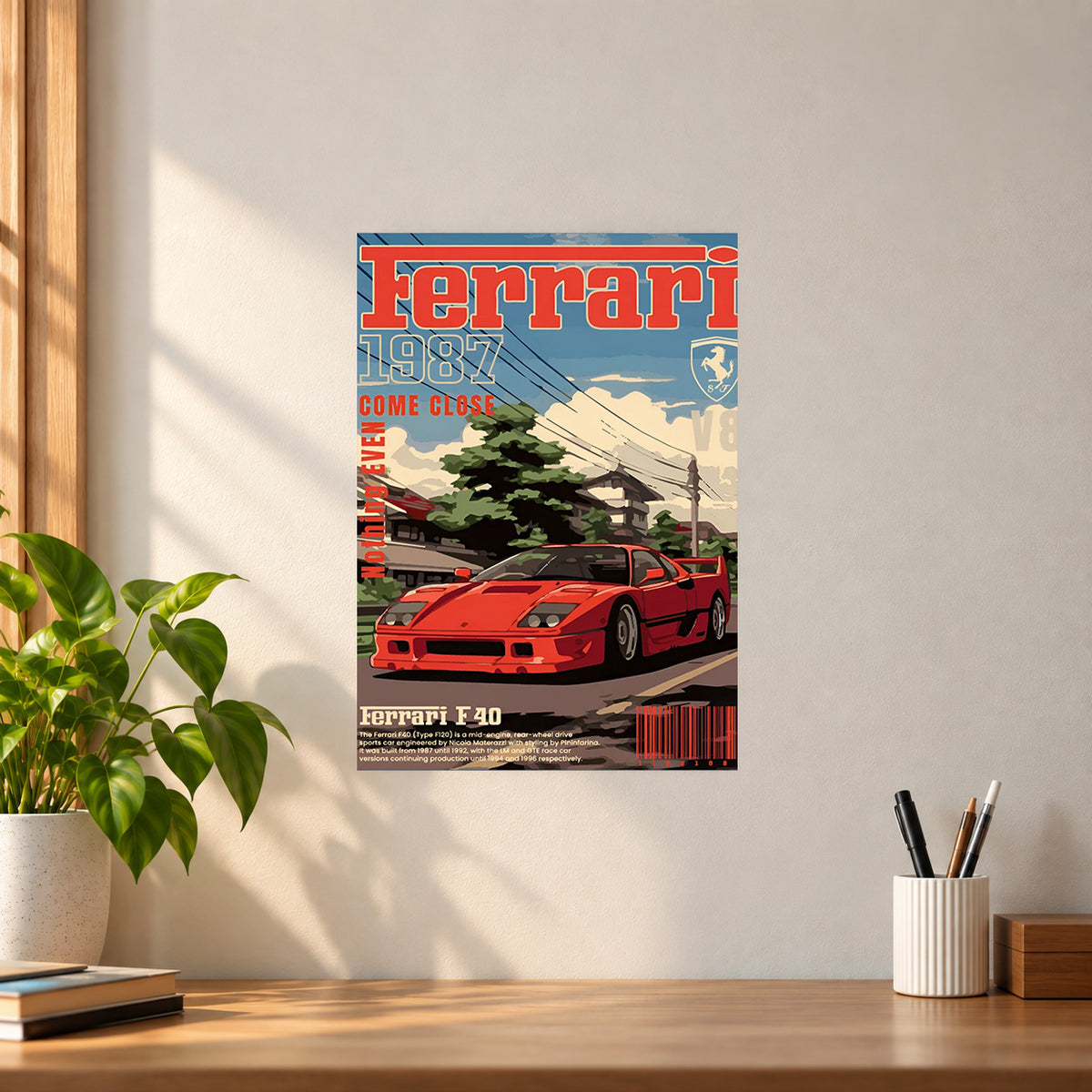 Car Ferrari Vintage Poster || Classic Car Wall Art