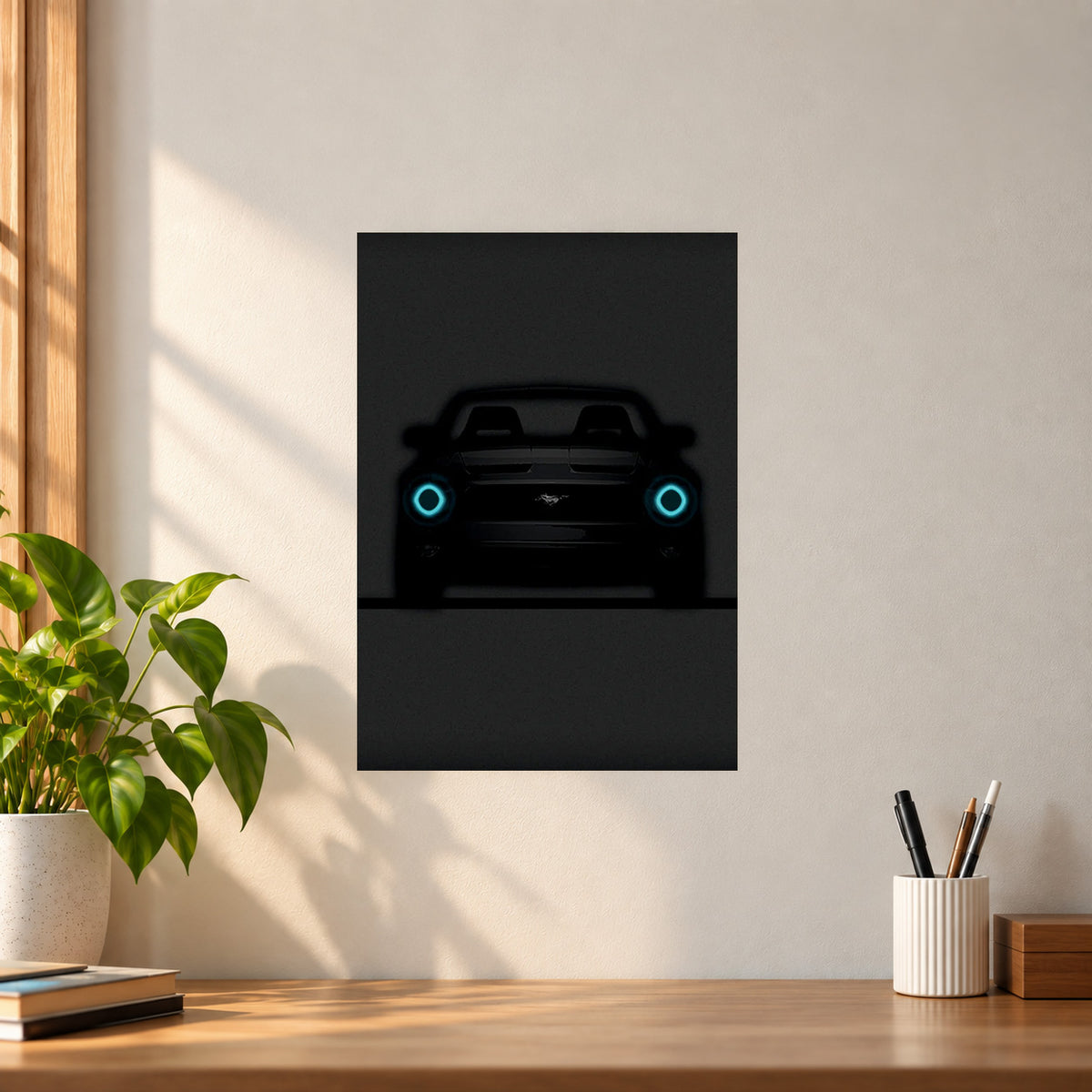 Car Black Mustang Poster || Minimalist Car Wall Art
