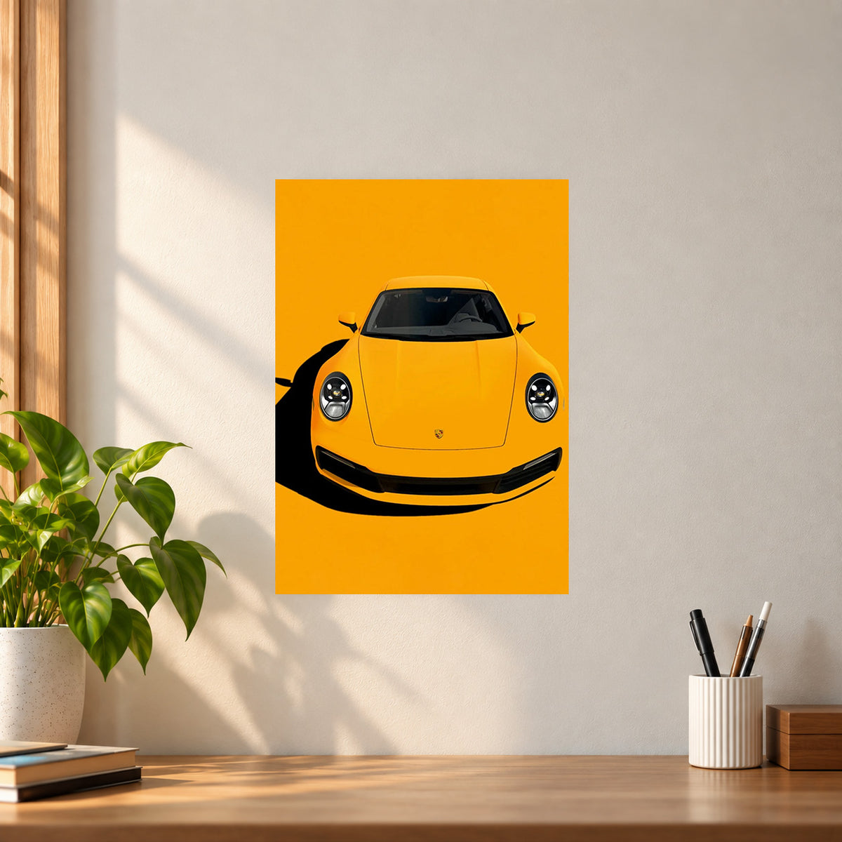 Car Yellow Porsche Poster || Sports Car Wall Art