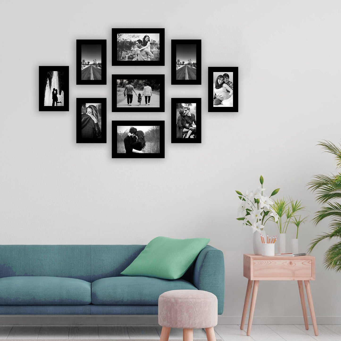 FRAME RANG Set of 9 Black Photo Frames (3 – 5x7 Inch, 6 – 4x6 Inch) | Wall Photo Frame Set for Gallery Wall & Home Décor