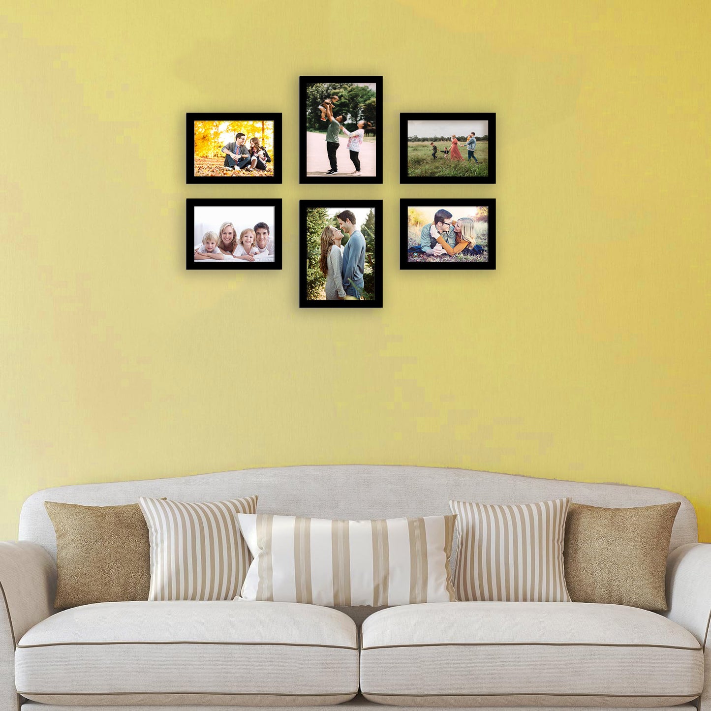 FRAME RANG Set of 6 Black Photo Frames (2 – 6x8 Inch, 4 – 5x7 Inch) | Wall Photo Frame Set for Gallery Wall & Home Décor