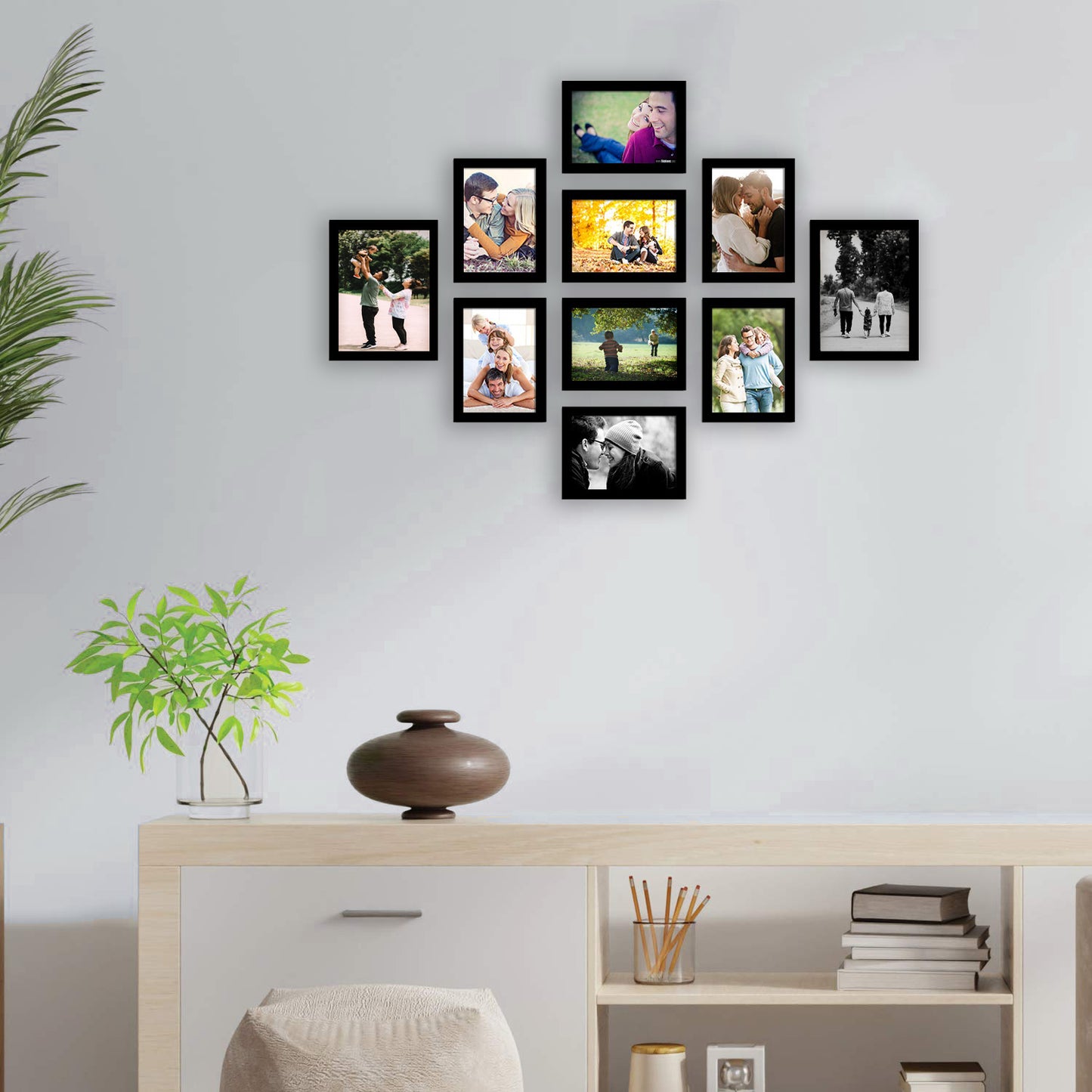 FRAME RANG Set of 10 Black Photo Frames (8 – 5x7 Inch, 2 – 6x8 Inch) | Wall Photo Frame Set for Gallery Wall & Home Décor
