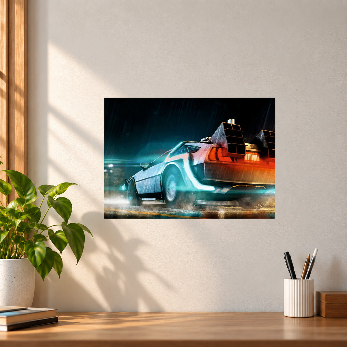 Car Cyberpunk Car in Blue Poster || Futuristic Car Wall Art