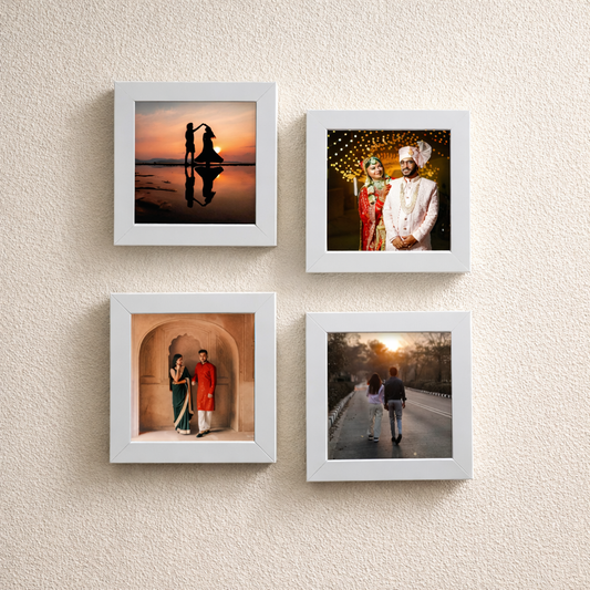 FRAME RANG Customised Mini Photo Frames Set of 4 (4x4 Inch) | Personalised Photo Frame Set for Gifts & Home Décor