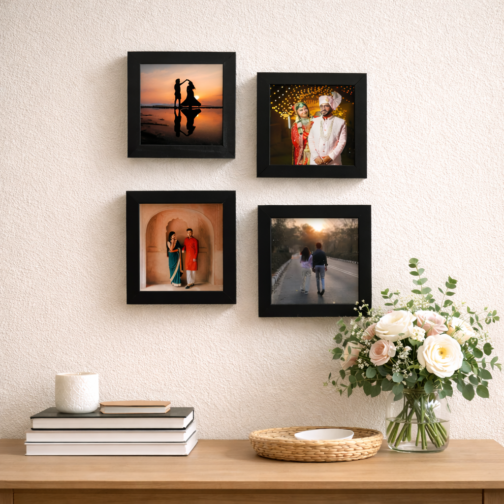 FRAME RANG Customised Mini Photo Frames Set of 4 (4x4 Inch) | Personalised Photo Frame Set for Gifts & Home Décor