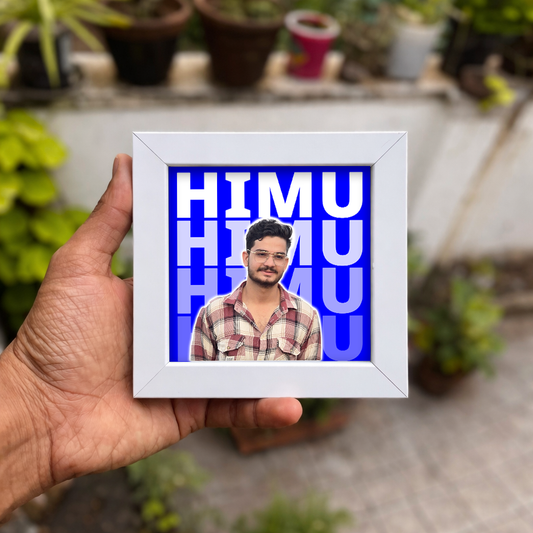 FRAME RANG Customised 4x4 Inch Photo Frame with Text Background | Table Top Frame with Acrylic Front for Personalised Gifts