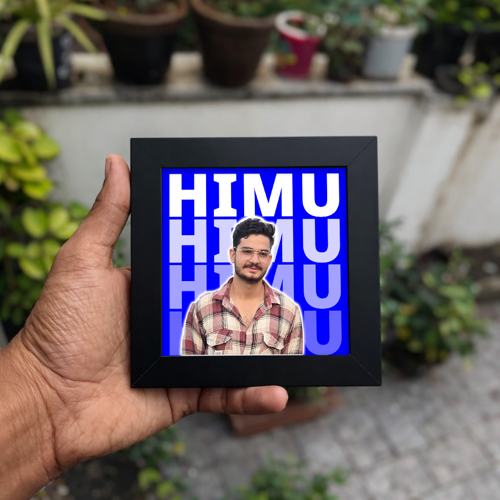FRAME RANG Customised 4x4 Inch Photo Frame with Text Background | Table Top Frame with Acrylic Front for Personalised Gifts