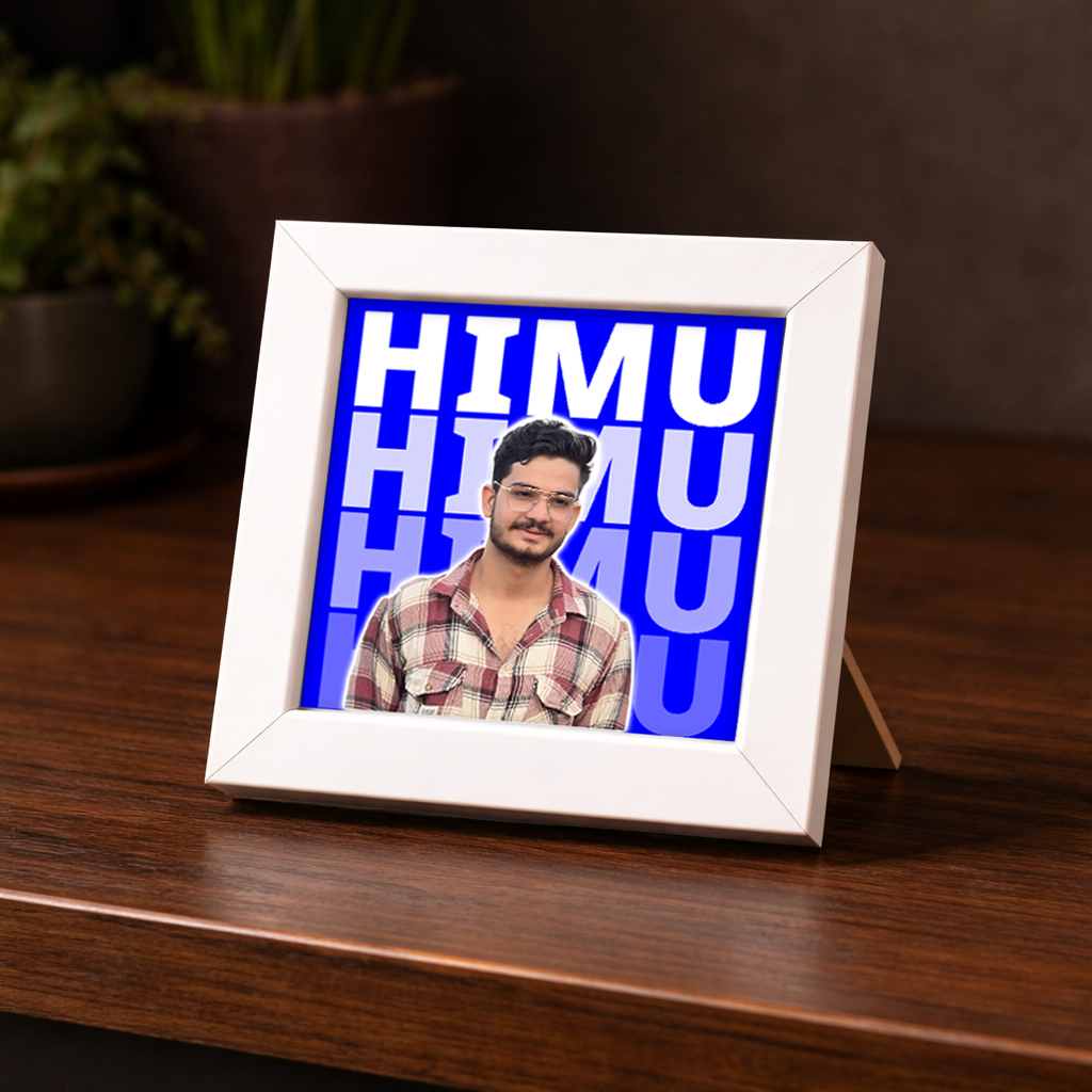 FRAME RANG Customised 4x4 Inch Photo Frame with Text Background | Table Top Frame with Acrylic Front for Personalised Gifts