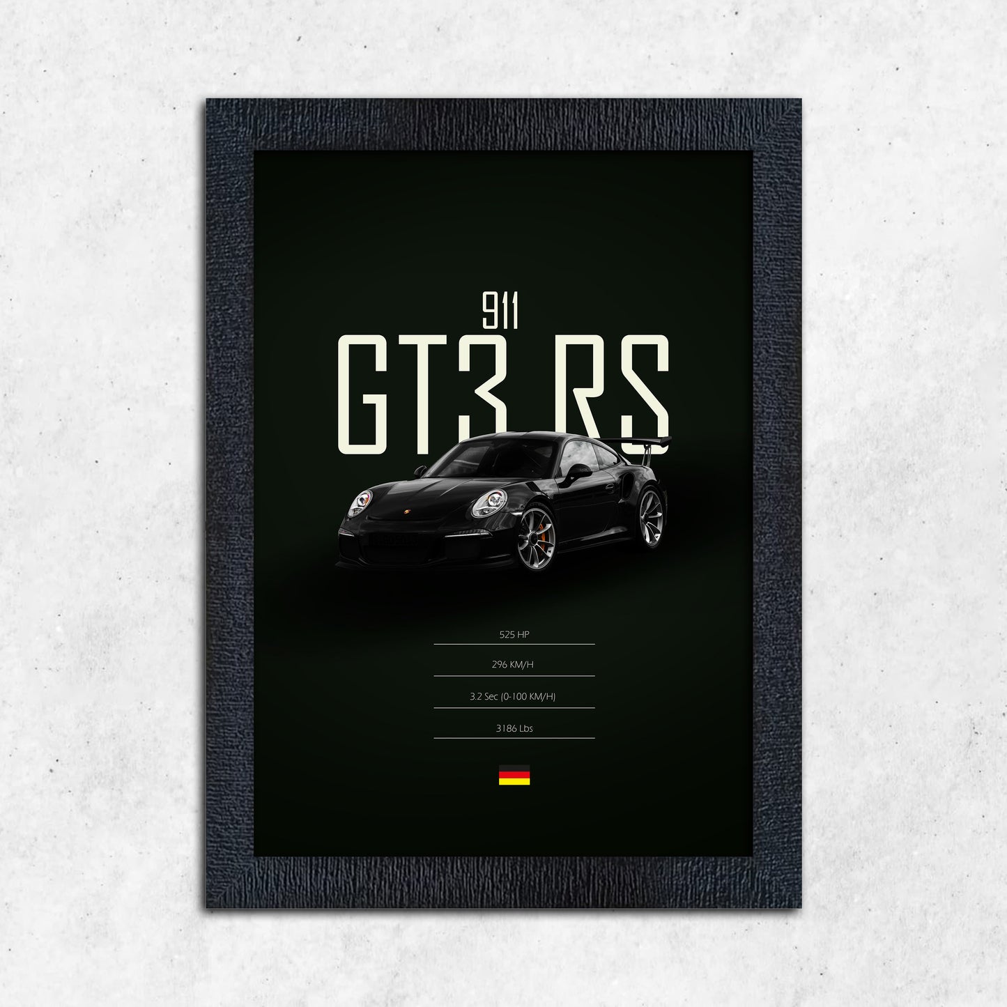 FRAME RANG Black GT3 RS Frame | Porsche Supercar Poster Frame Wall Art