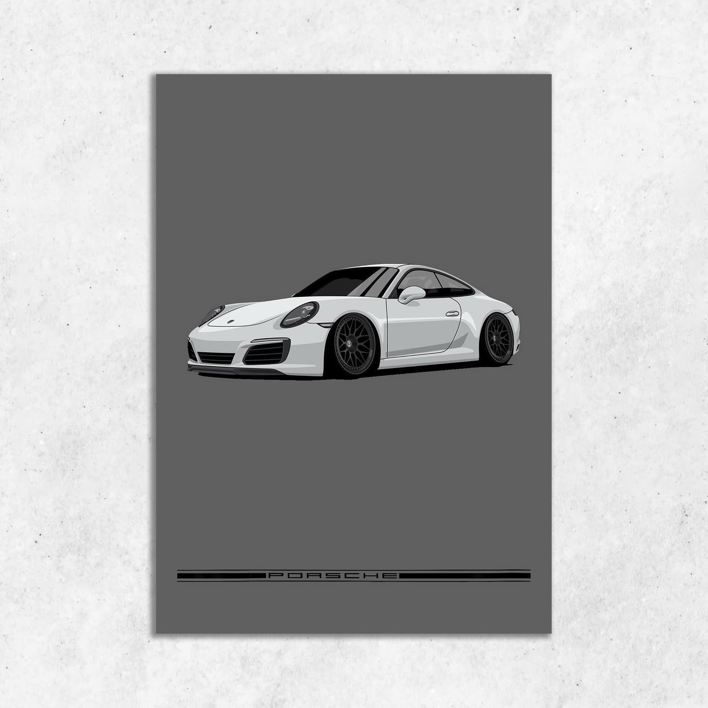 White Porsche || Matte Finish Poster